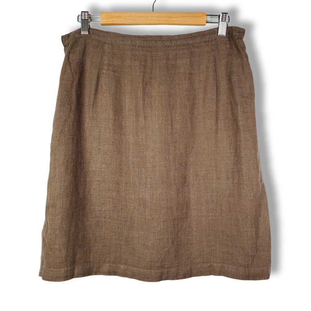 Chico's Knee-Length Linen A-Line Skirt Brown Size 1 / Medium
